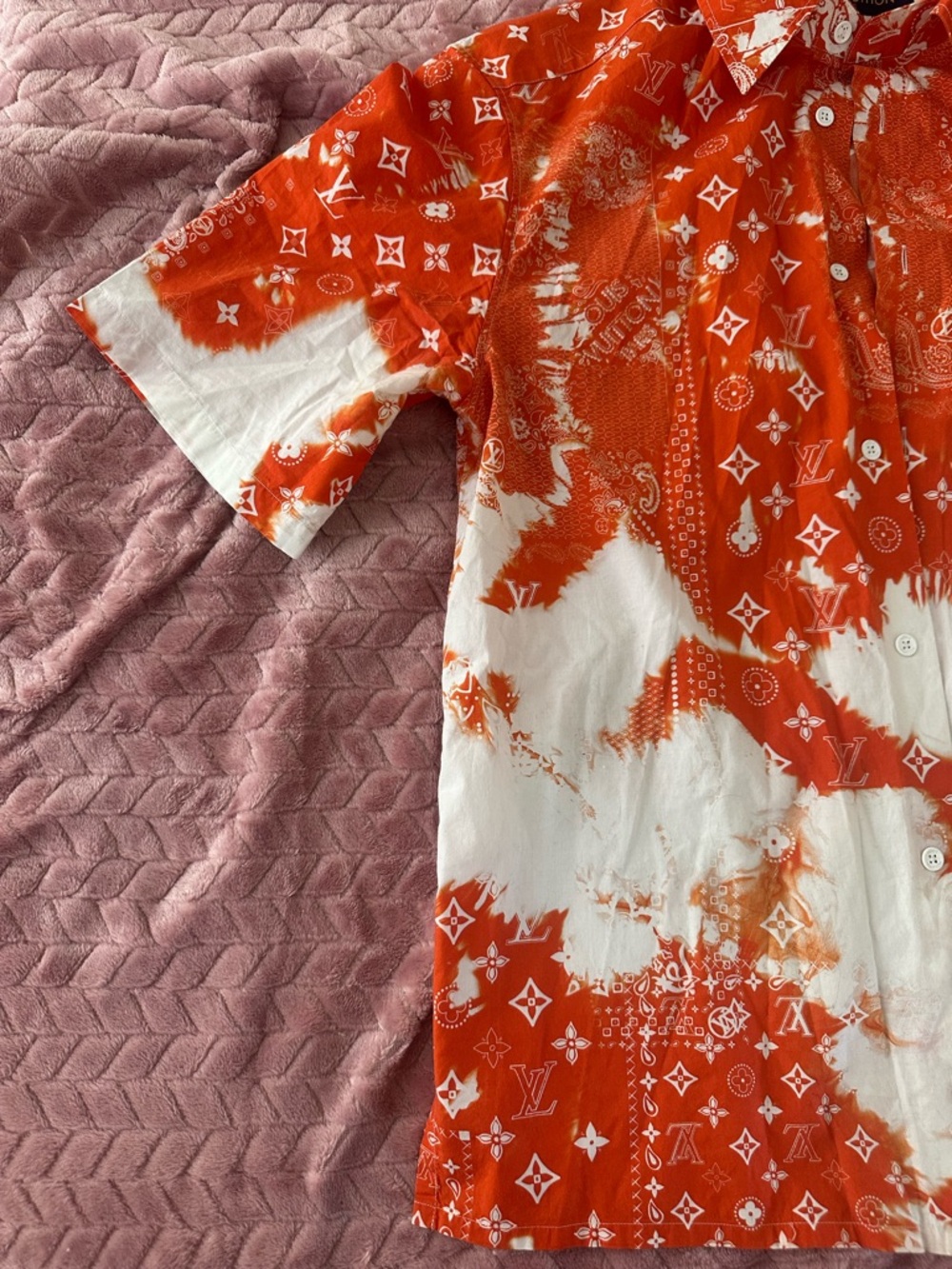 Louis Vuitton Orange and White Tie-Dye Button Down Shirt - Picture 3 of 14